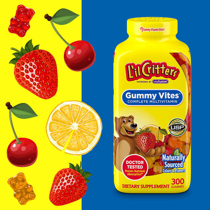 Kẹo dẻo đa Vitamin thiết yếu cho bé - L’il Critters Gummy Vites 300 viên mẫu mới