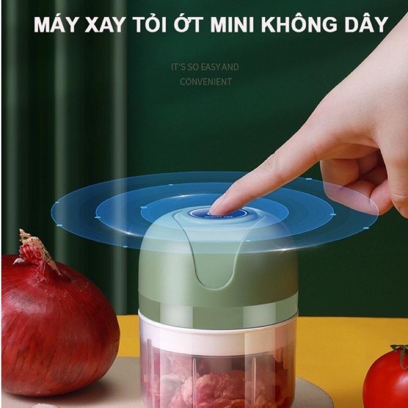 Máy Xay Tỏi Ớt Đa Năng Thể Tích 250ml - Máy Xay Mini Cầm Tay Có Cổng Sạc Usb