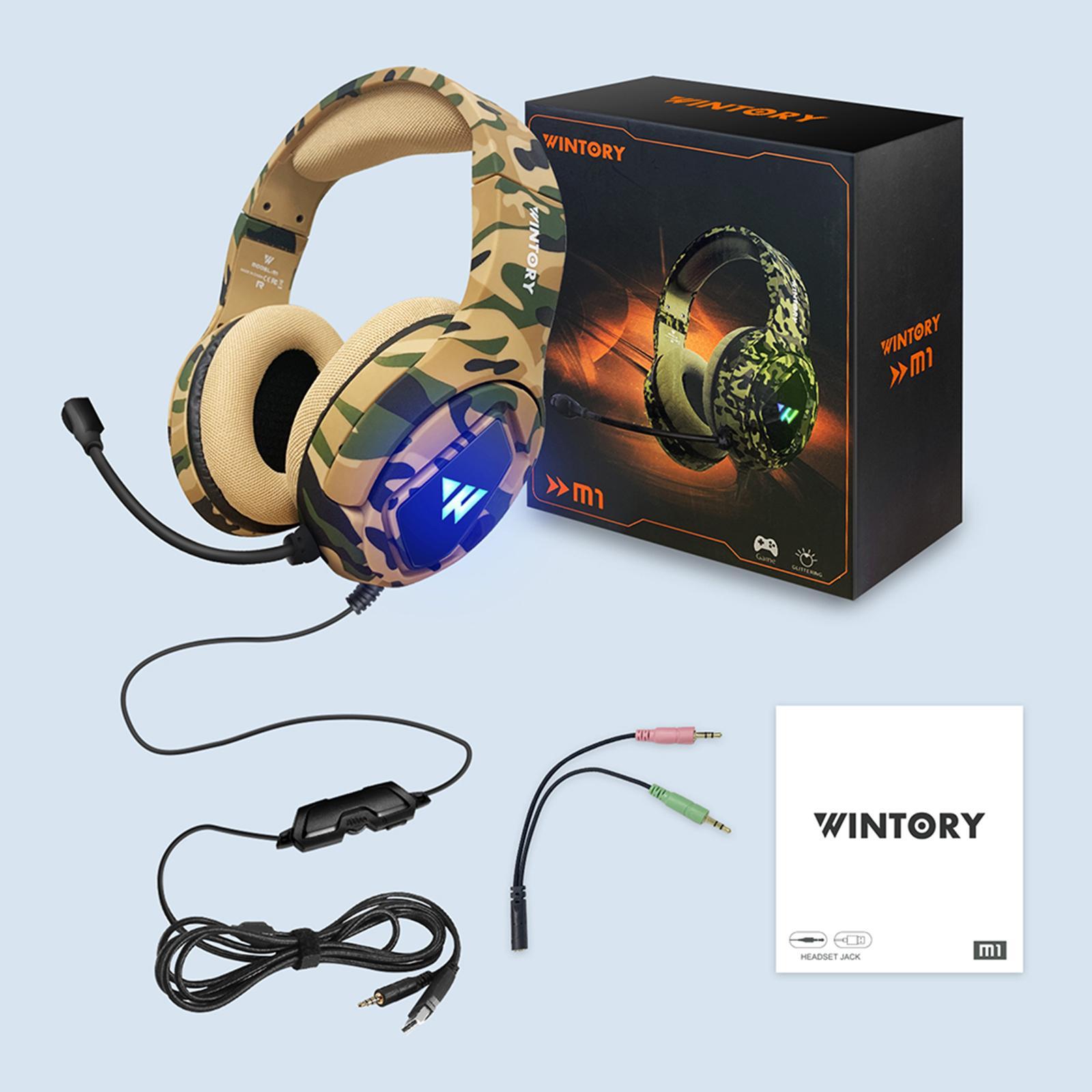 RGB Gaming Headset w/Mic RGB LED Headphones Stereo Bass Desert