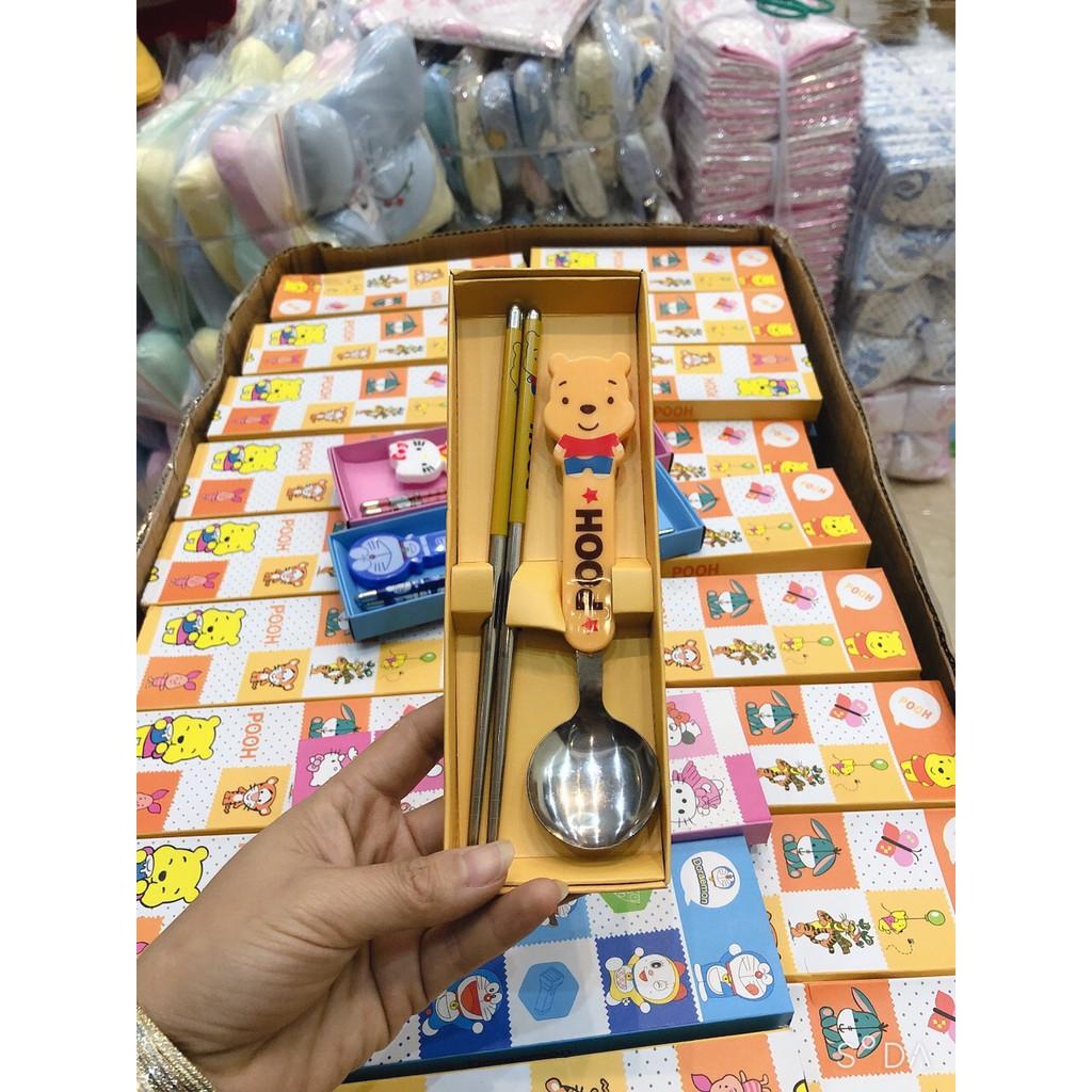 Set thìa đũa inox ăn dặm hoạt hình cho bé