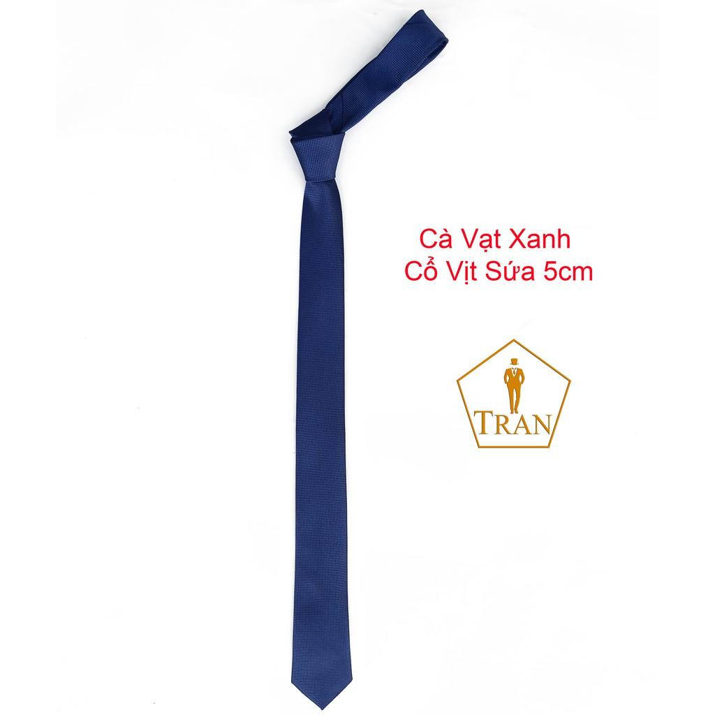 Cà Vạt, Caravat Xanh, Xanh Đen Nam Cao Cấp 5, 8cm Tự Thắt, Thắt Sẵn