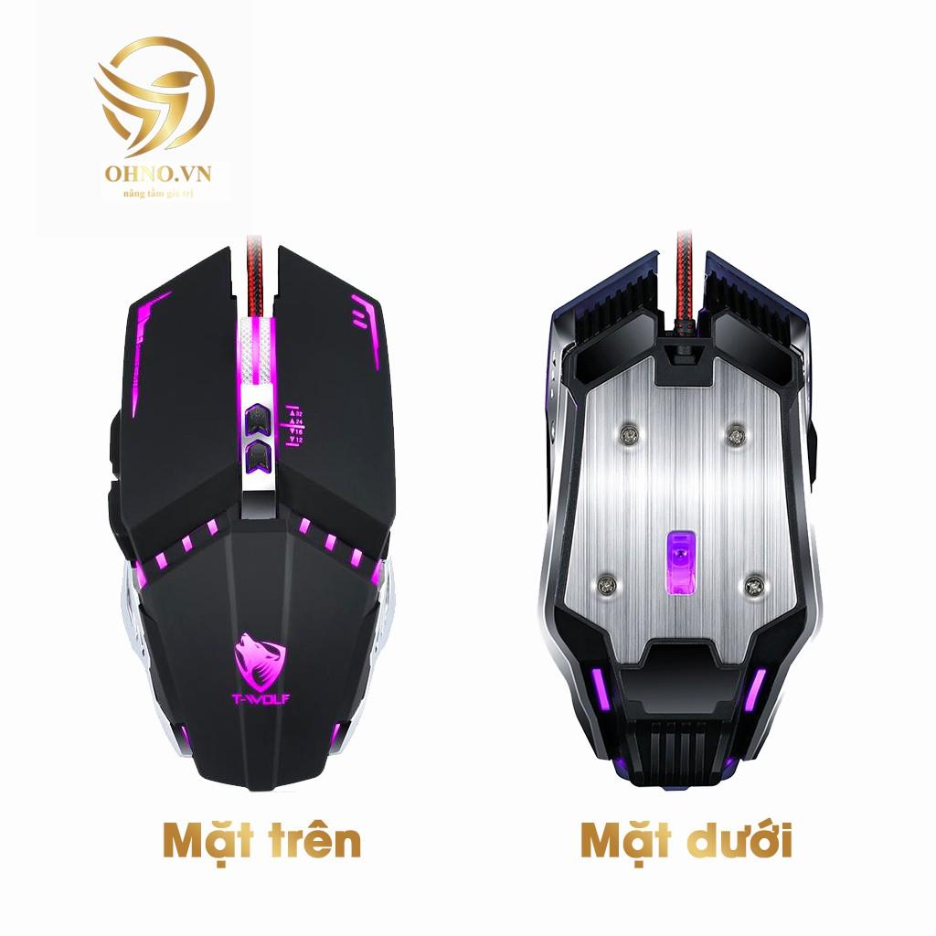 Chuột Máy Tính Có Dây Chuột Gaming T-Wolf V7 Chơi Game Nhạy LED