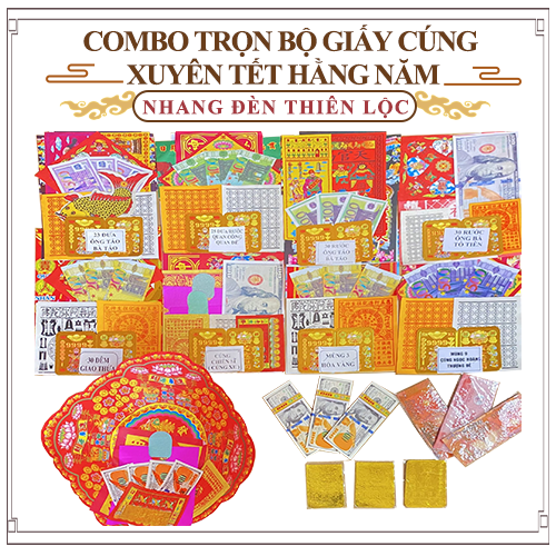 Combo Trọn Bộ Giấy Cúng Xuyên Tết Mang May Mắn Tài Lộc Cho Gia Đạo - Hàng Mã Thiên Lộc Đồ Thờ Cúng