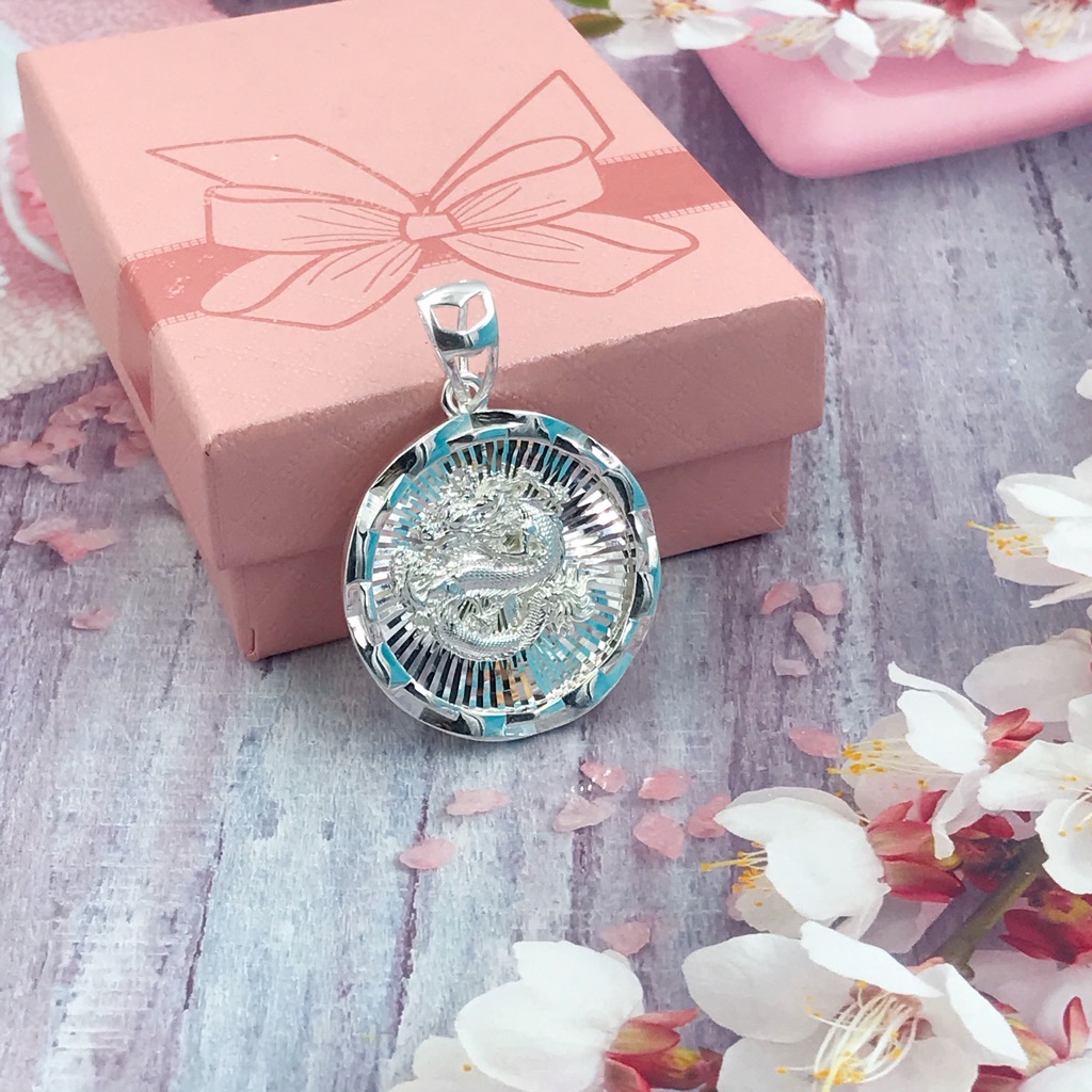 Mặt Dây Chuyền Nam Bạc 925 Hình Rồng Cuộn Nam Tính Và Mạnh Mẽ BẠC HIỂU MINH MDN018S