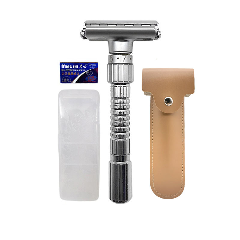 Bộ dao cạo râu cầm tay 3000S, kẹp hình bướm, chỉnh độ sắc 9 cấp + 5 lưỡi dao và hộp đựng