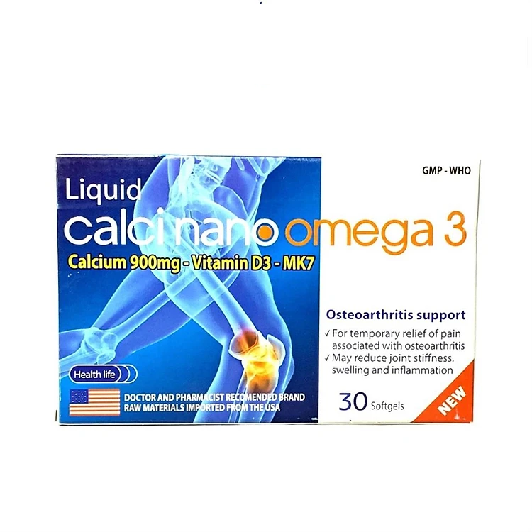 Liquid Calci nano omega 3 phòng ngừa loãng sương, phát triền chiều cao - Hộp 30 Viên