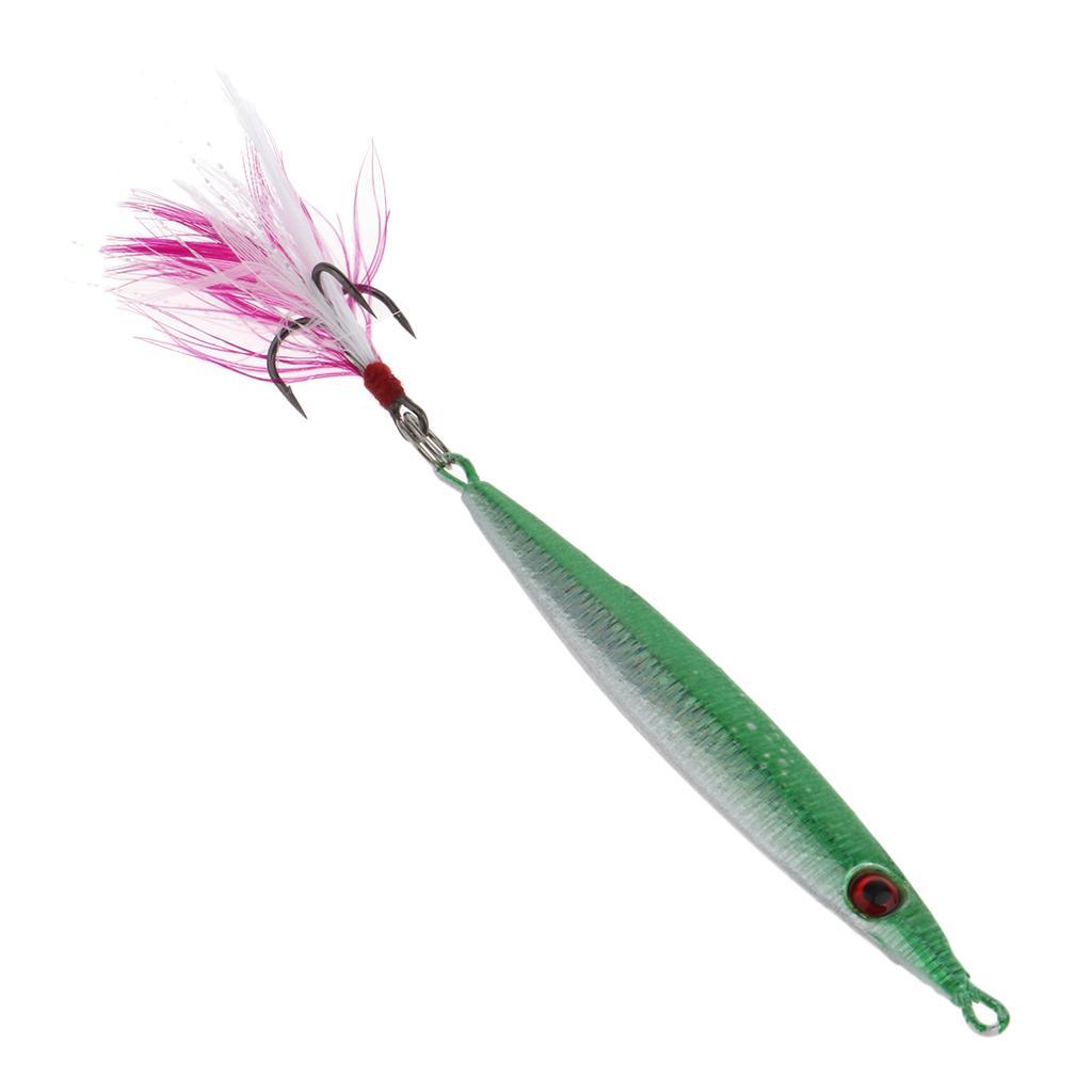 Hard Jigging Lead Fish Baits 21g 8cm Metal Fishing Lure Long Casting Lure with Feather Hook