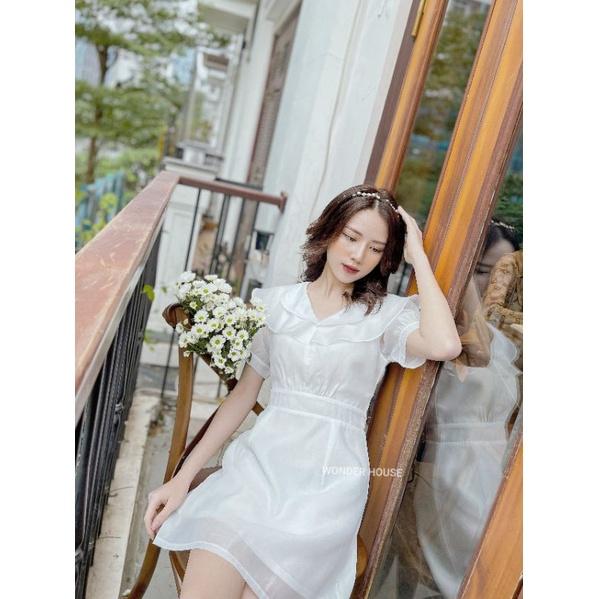 Đầm thiết kế WONDERHOUSE cổ v thủy thủ công sở, dạo phố chất xô mịn tôn dáng - Winter Dress