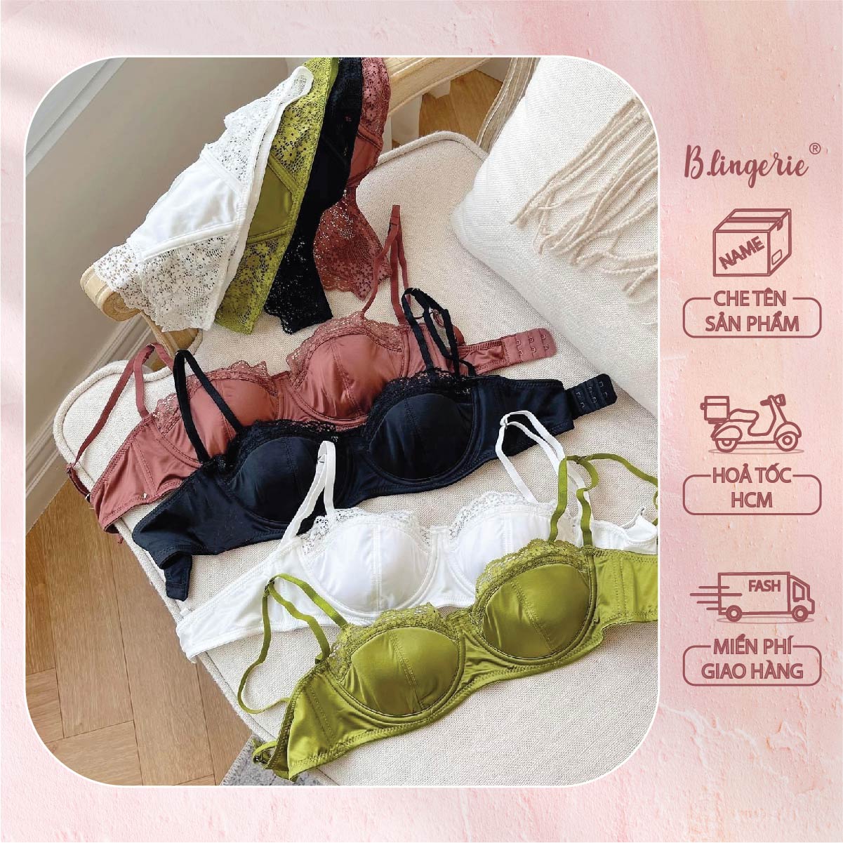 Bộ Bra Nữ Phối Ren Cá Tính - B.Lingerie