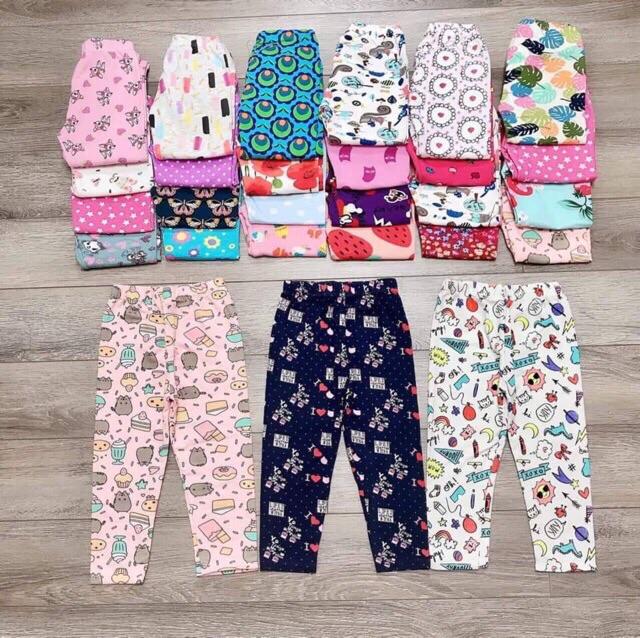 Set 5 quần legging co giãn 4 chiều bé gái