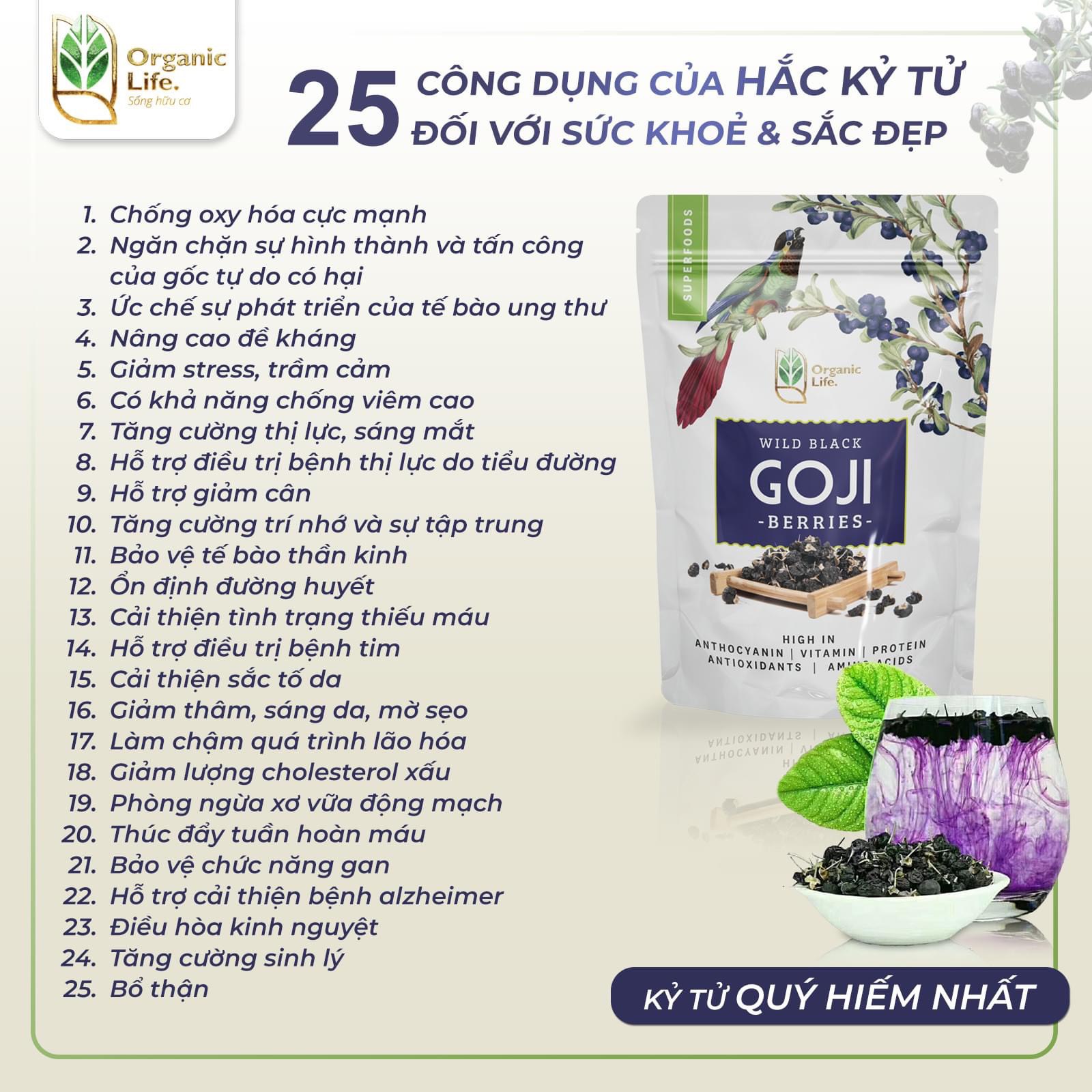 Hắc kỷ tử hoang dã Organic Life 200g (Vùng Cao nguyên Thanh Hải - Tây Tạng)