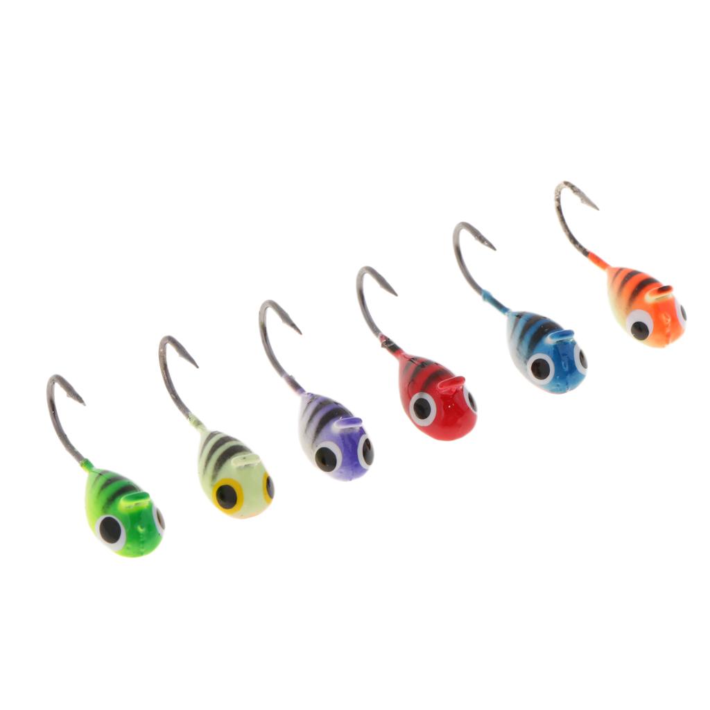6pcs Winter Ice Artificial Fishing Lures Lead Head Crank Fishing Hook Baits