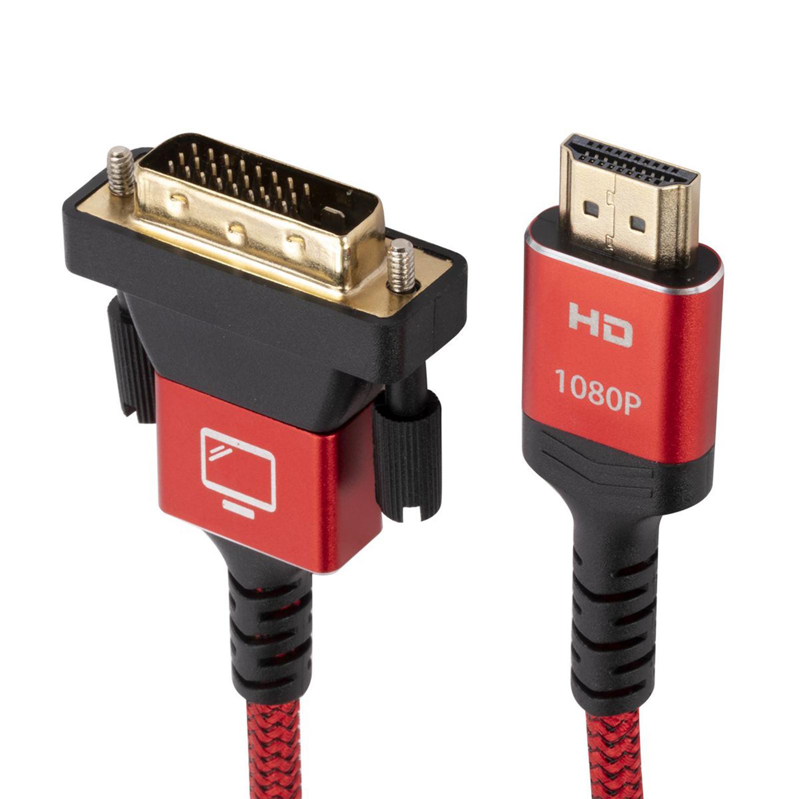 HDMI to DVI Cable Nylon Braid Converter Adapter for Monitor PC Display Laptop Desktop