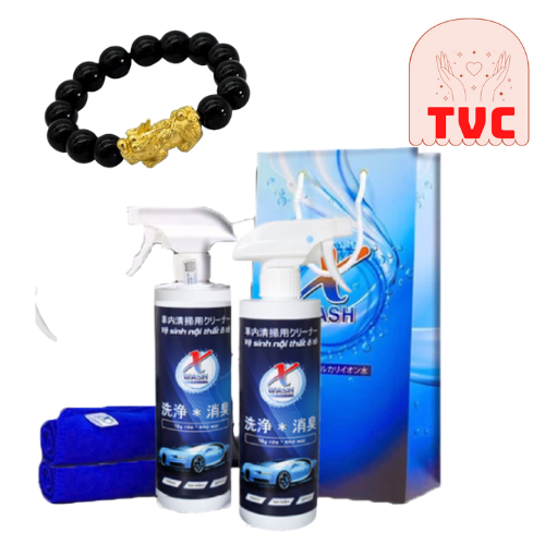 XWash Dung Dịch Xịt tẩy rửa, khử mùi nội thất ô tô KHÔNG HÓA CHẤT - Tặng khăn lông cao cấp và vòng tay phong thủy