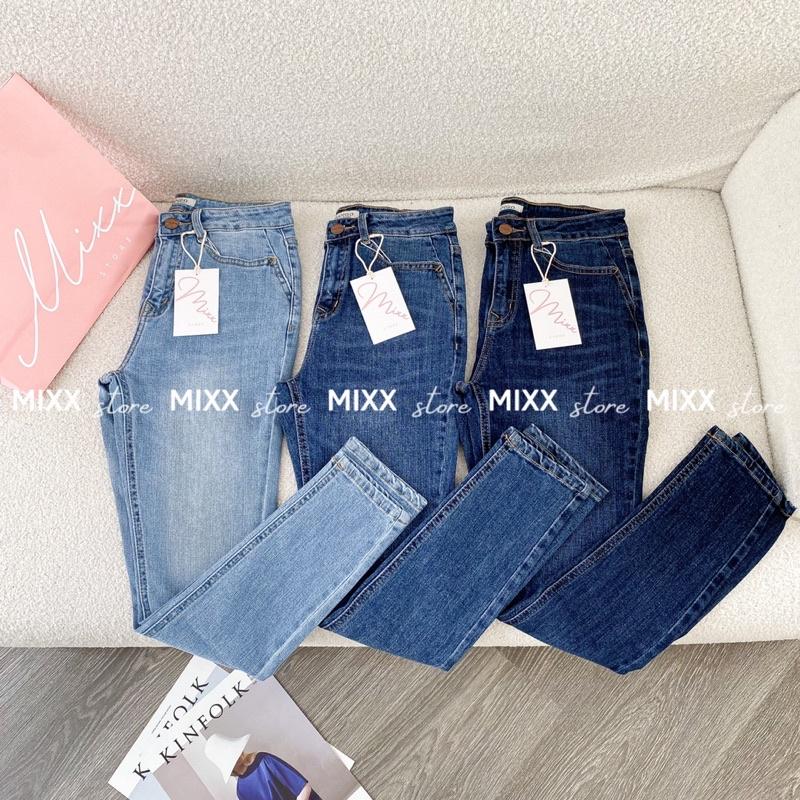 Quần Jean Nữ Skinny Trơn chất dày dặn co giãn thoải mái phom 9 tấc lưng vừa ngang rốn