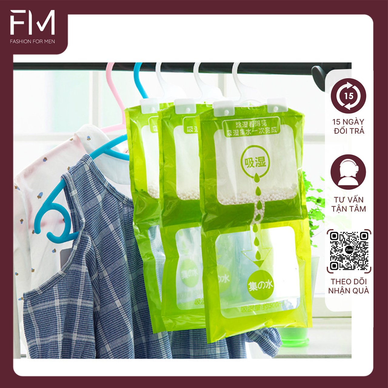 Combo 2 túi hút ẩm chống mốc treo tủ quần áo, túi hút ẩm 2 ngăn đa dụng - FORMEN SHOP - FMCA054