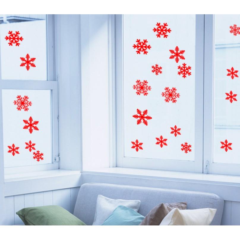 Decal trang trí noel hai mặt hít tĩnh điện không dơ kính mẫu hoa tuyết