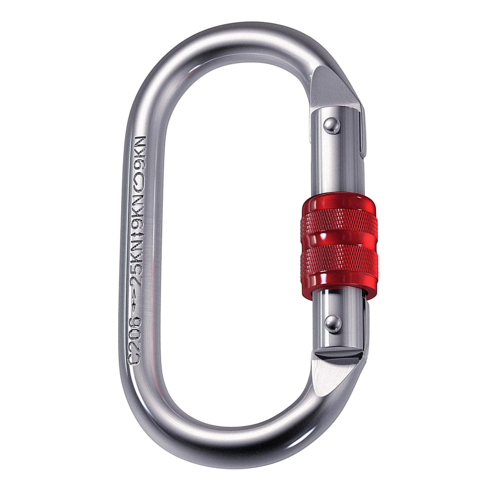 25kN Locking Carabiner Clip Keychain Lock Hook Screwgate Heavy Duty O Shaped Gear for Outdoor Camping Dog Leash Ropes Rock Climbing