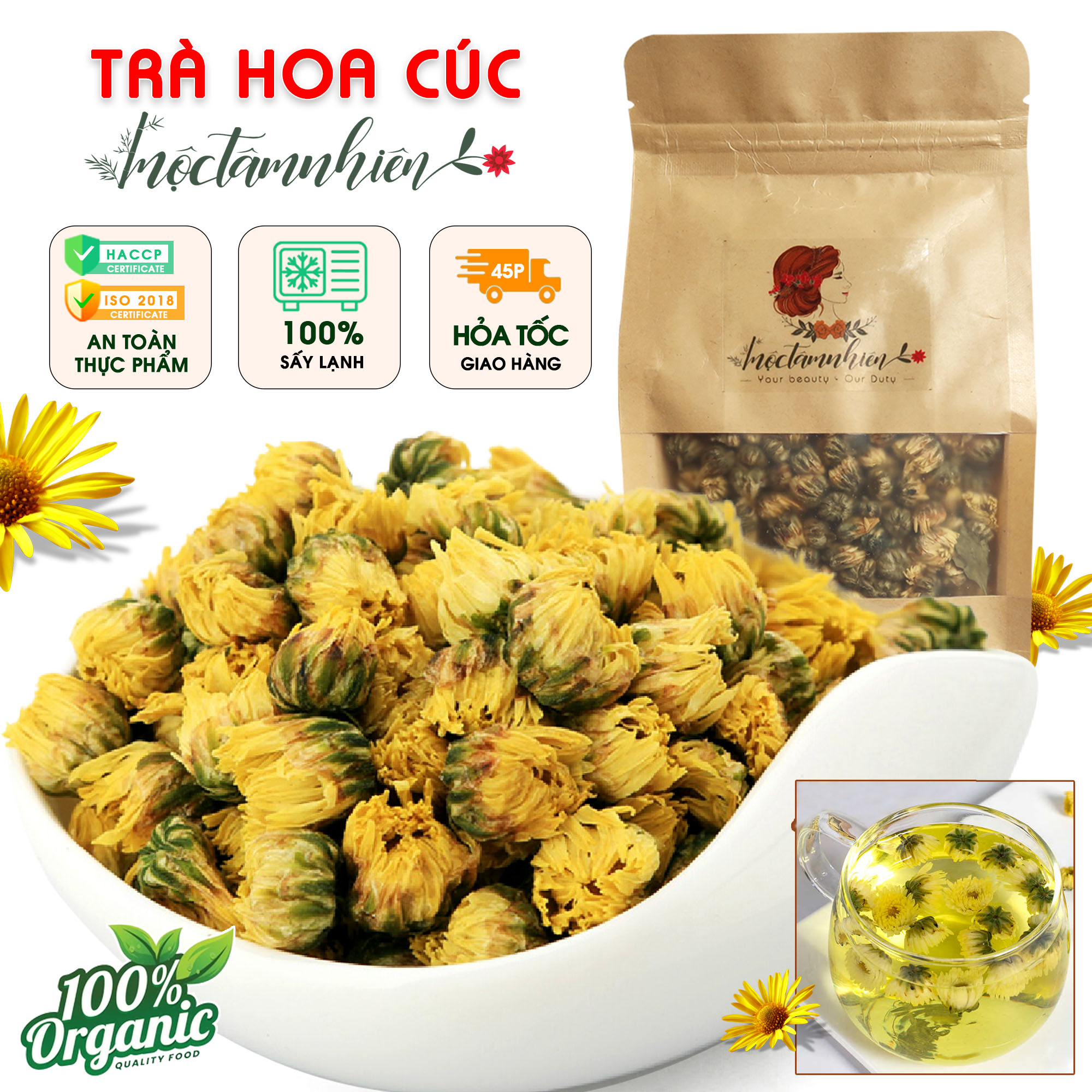 Trà Hoa Cúc Kim Cương, giúp An Thần, Ngon Giấc, giảm Đau Đầu/ Trà Hoa Cúc sấy lạnh Nhiều dưỡng chất