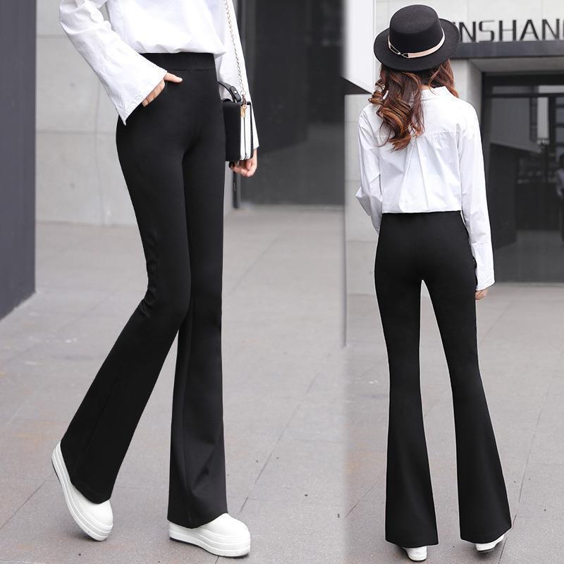 Quần Ống Loe Nữ CHIPY Màu Đen Lưng Cạp Cao Dáng Dài Công Sở Co Giãn 4 Chiều Chất Thun Cao Cấp Legging Ôm Siêu Tôn Dáng