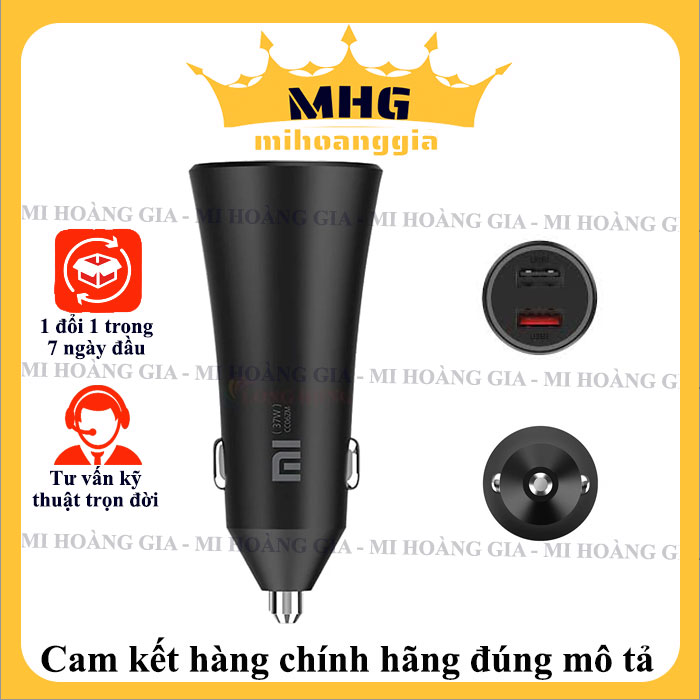 Cốc sạc xe hơi Xiaomi Mi 37W Dual-Port Car Changer 2USB GDS4147GL CC06ZM - Hàng chính hãng