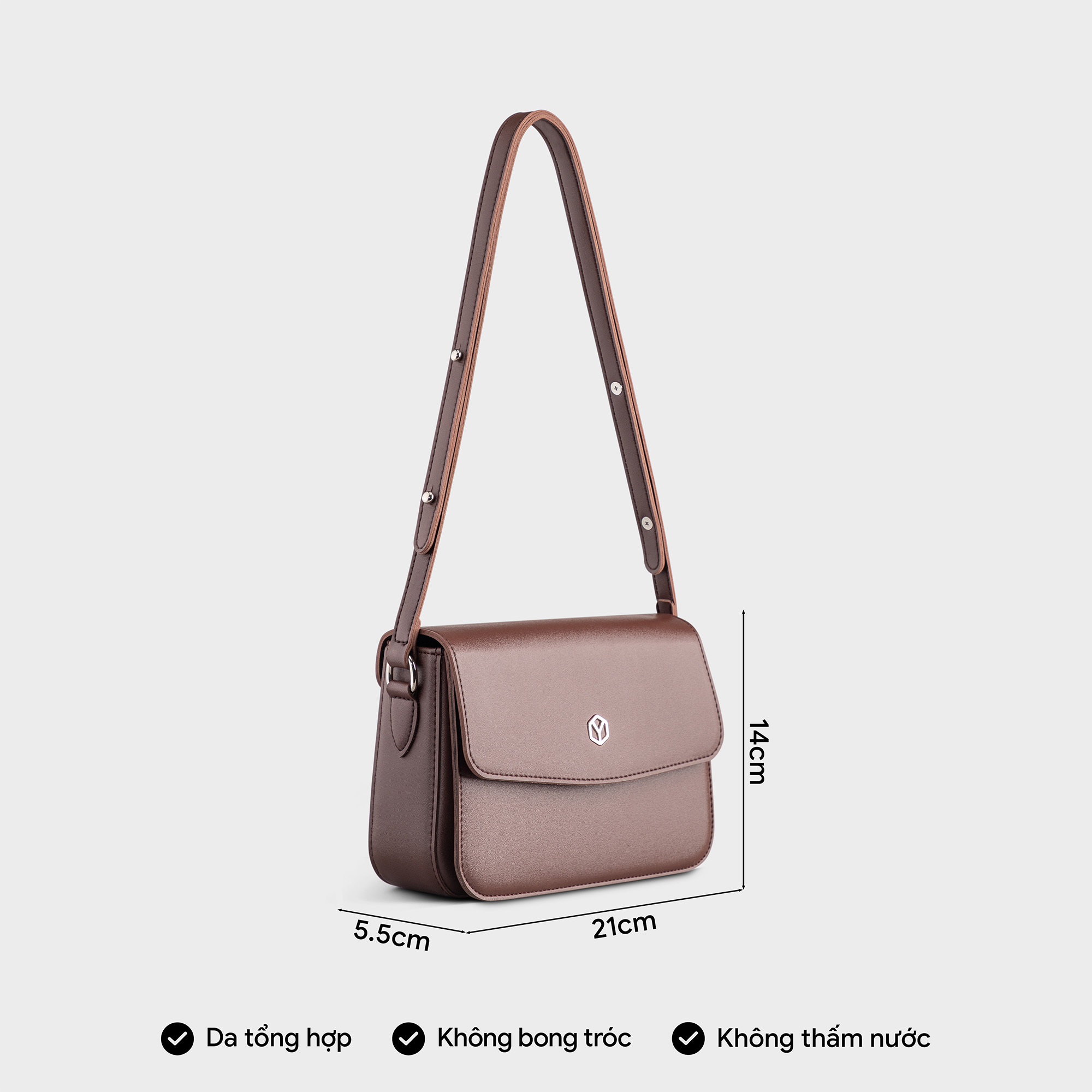 Túi Yuumy ( Thời trang nữ nắp gập khóa nam châm size 21 - Túi đeo chéo da Seasand YN175 )