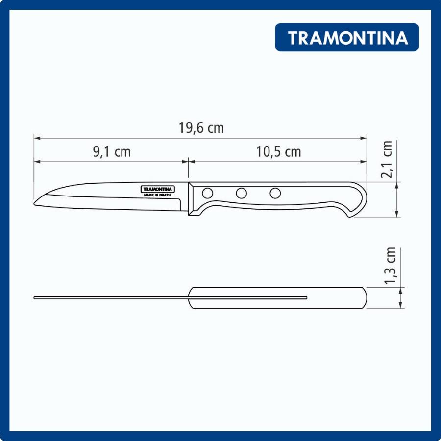 Dao Gọt Hoa Quả Tramontina Polywood 9cm Bằng Thép Không Gỉ Nhập Khẩu Brazil