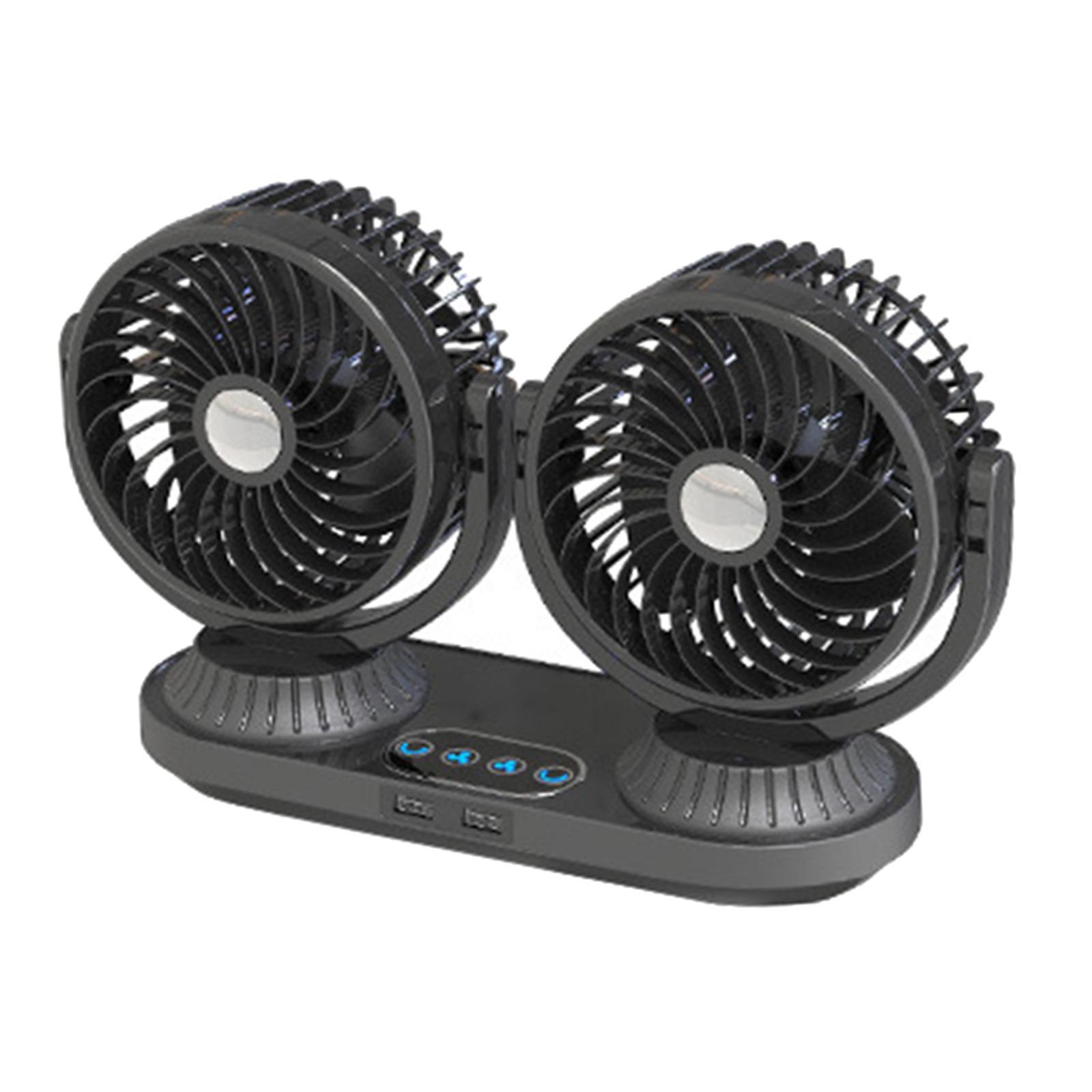 Dual Heads Car Fan 12V 24V Universal 360 Degree Rotating Air Circulation Fan