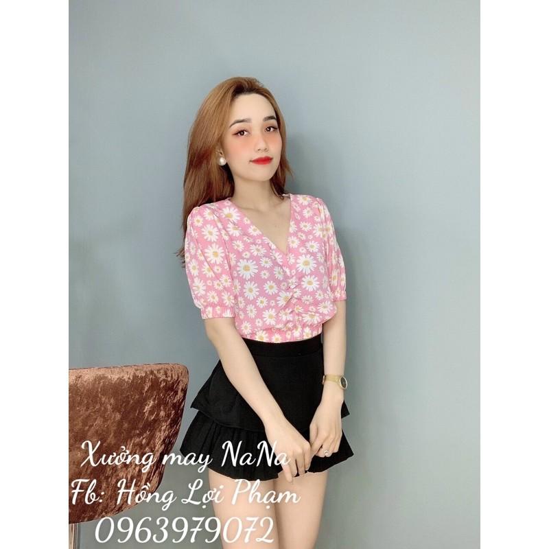 Áo kiểu tay phồng hoa nhí dễ thương