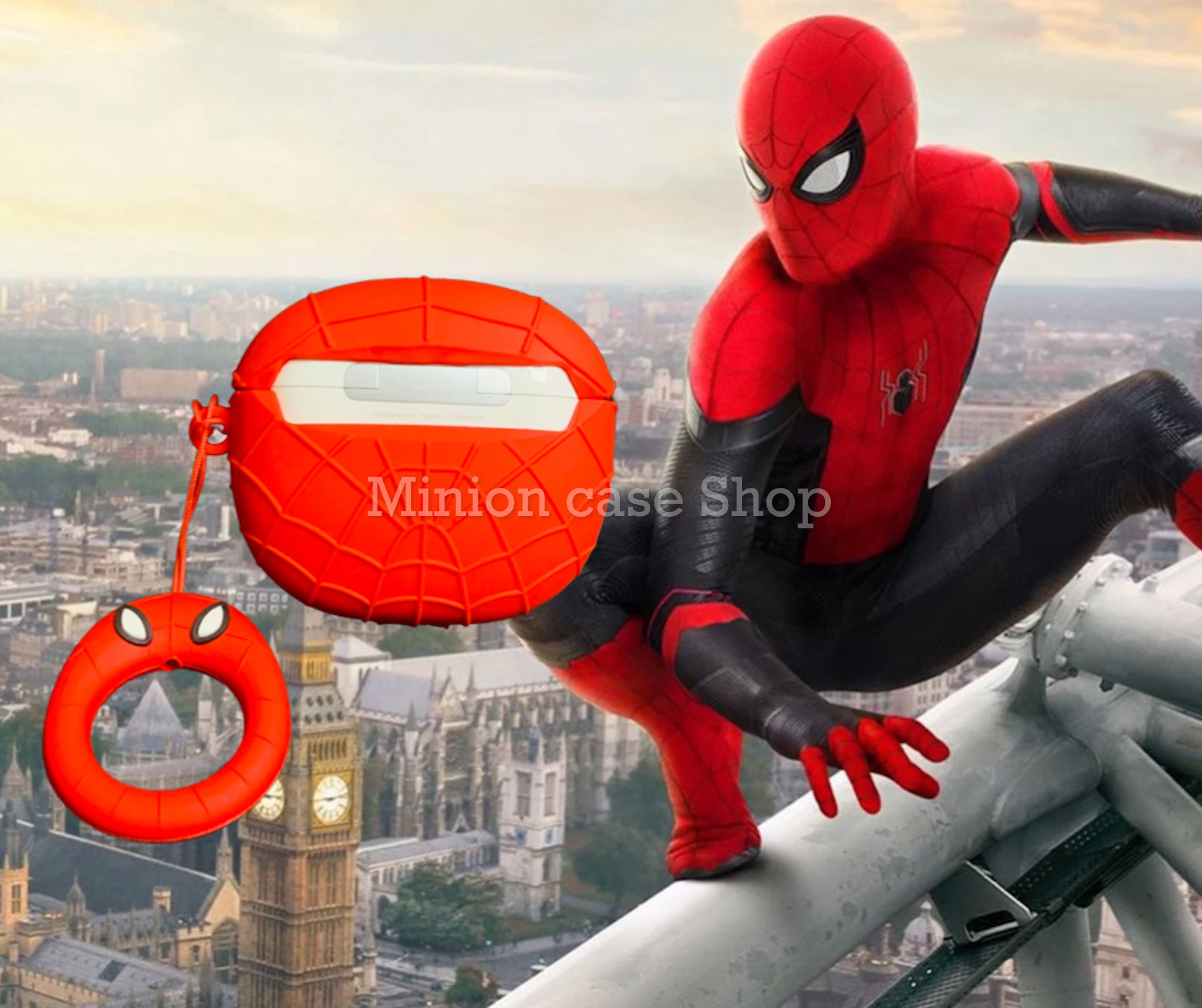 Case bảo vệ dành cho Airpods 3 hình chai Spiderman chất liệu silicon 3d cao cấp