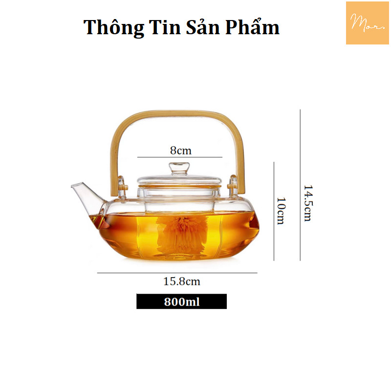 Ấm pha trà thủy tinh chịu nhiệt cao cấp