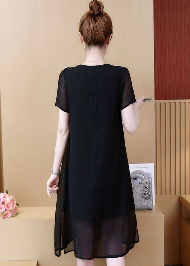 Đầm Suông Nữ Trung Niên Phối Nút LB-07