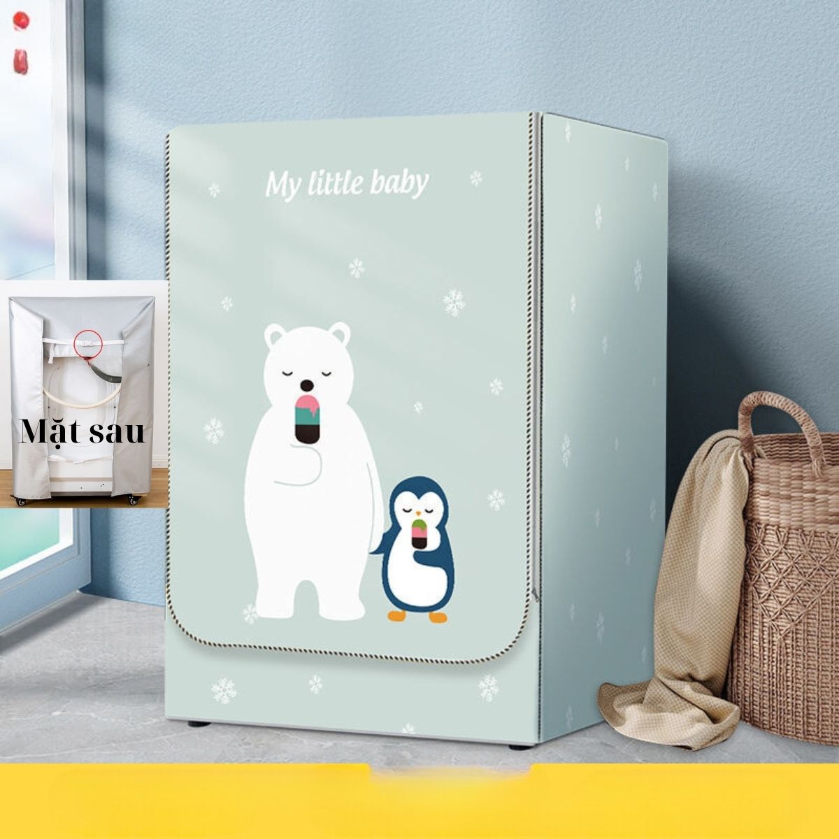 Vỏ bọc máy giặt lồng ngang, cửa trước, áo trùm bạt phủ siêu bền chống mưa nắng