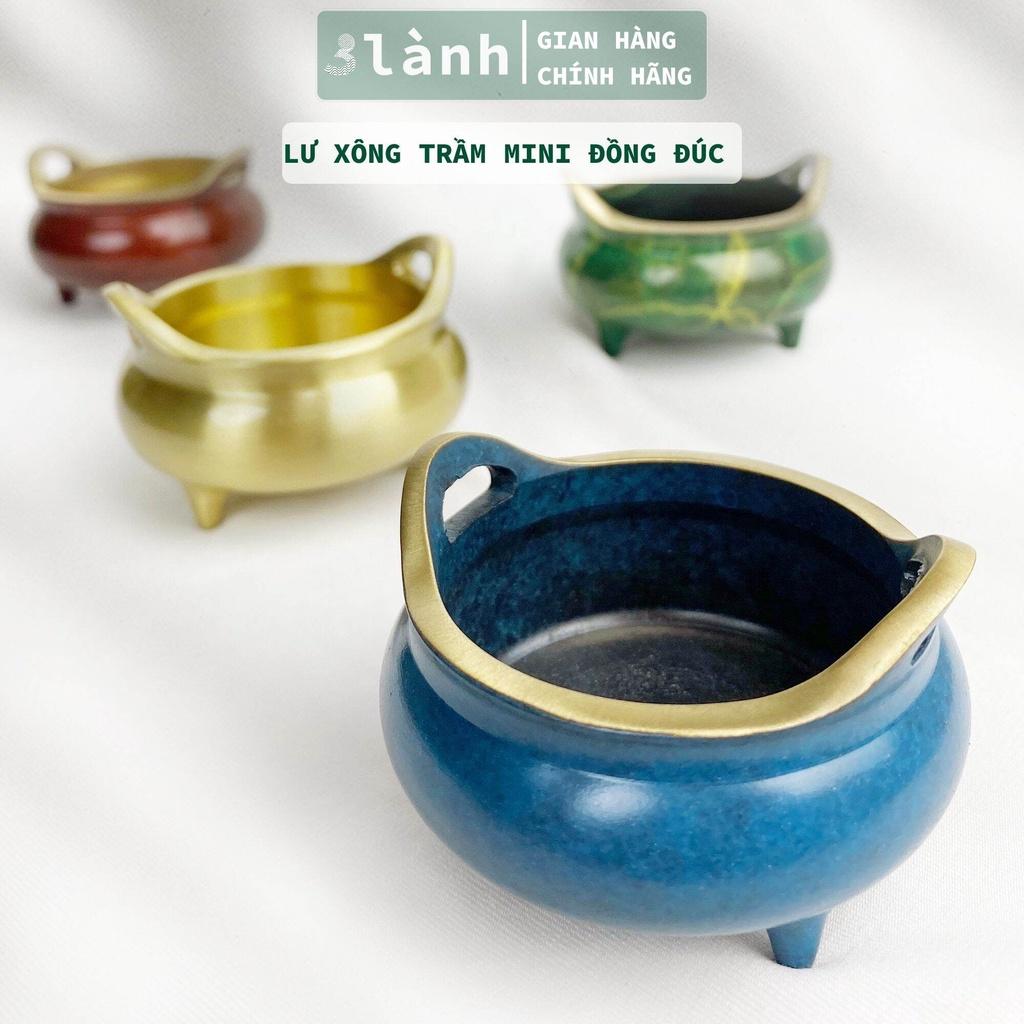 Lư Xông Nhang Trầm Hương Đồng Đúc Loại Mini 4cm 3 Lành Màu Phong Thủy Trang Trí Nhà Bàn Thờ Dâng Hương Thư Giãn