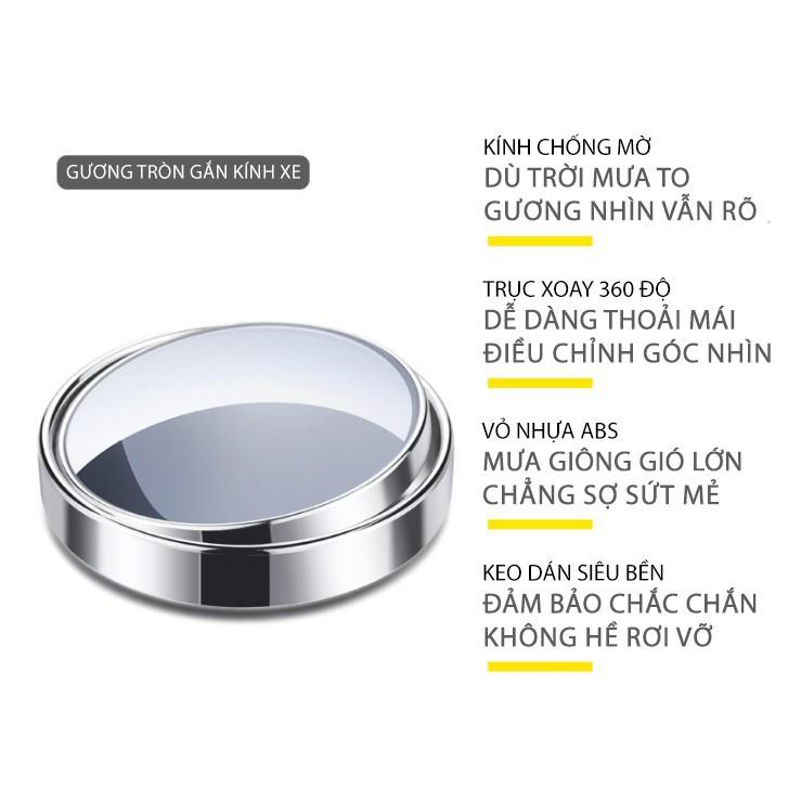 Gương cầu lồi mạ chrome bạc loại xịn dán gương chiếu hậu ô tô, xe hơi xoay 360 độ