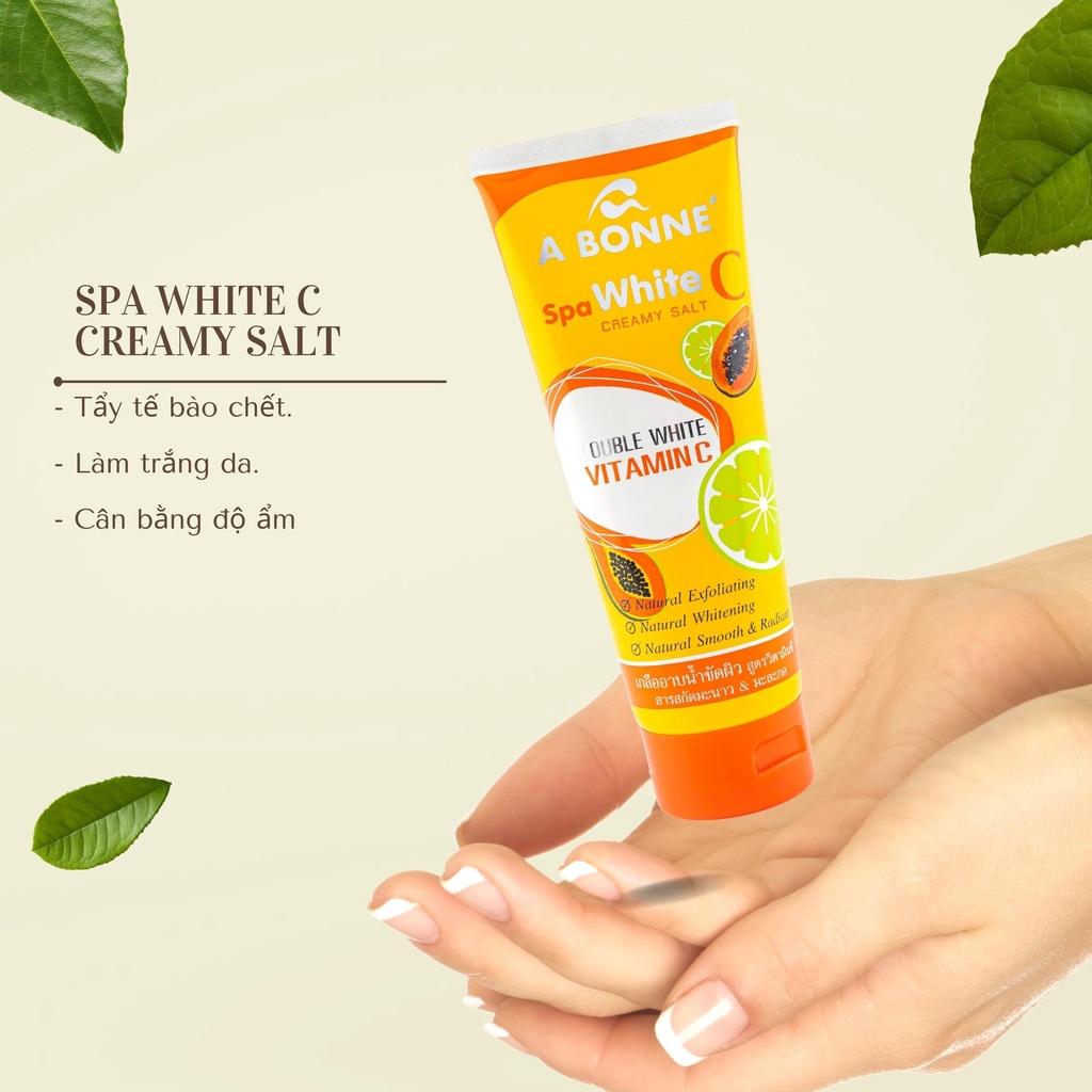 Muối Tắm A Bonne Tẩy Tế Bào Chết Vitamin C Spa White Creamy Salt Tuýp 350gr