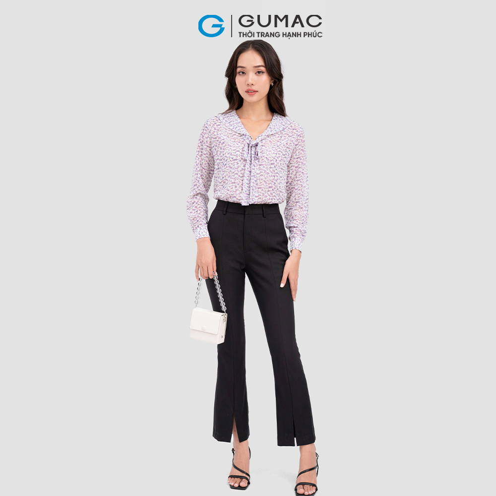 Quần ống loe xẻ lai thời trang GUMAC QC11001