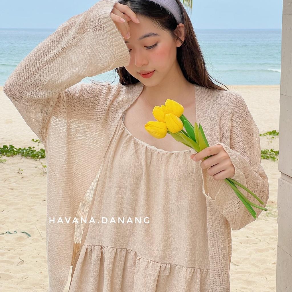 Áo khoác cardigan len mỏng, áo khoác nữ dài tay phong cách Hàn Quốc