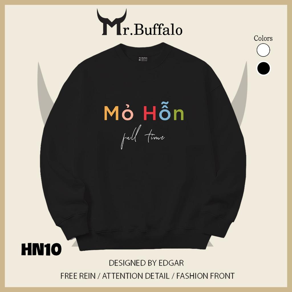 Áo sweater thu đông form rộng in hình hài hước "Mỏ Hỗn" Mr.buffalo - [HN10] Áo Đen