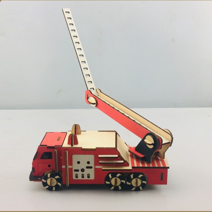Đồ chơi lắp ráp gỗ 3D Mô hình Xe Cứu Hỏa Fire Truck Laser