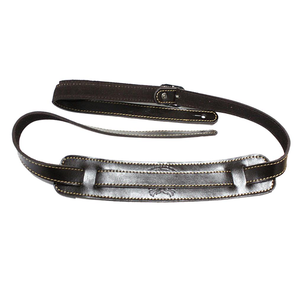 Guitar Belt Shoulder Pad Leather Ends Strap for Electric Acoustic Guitar