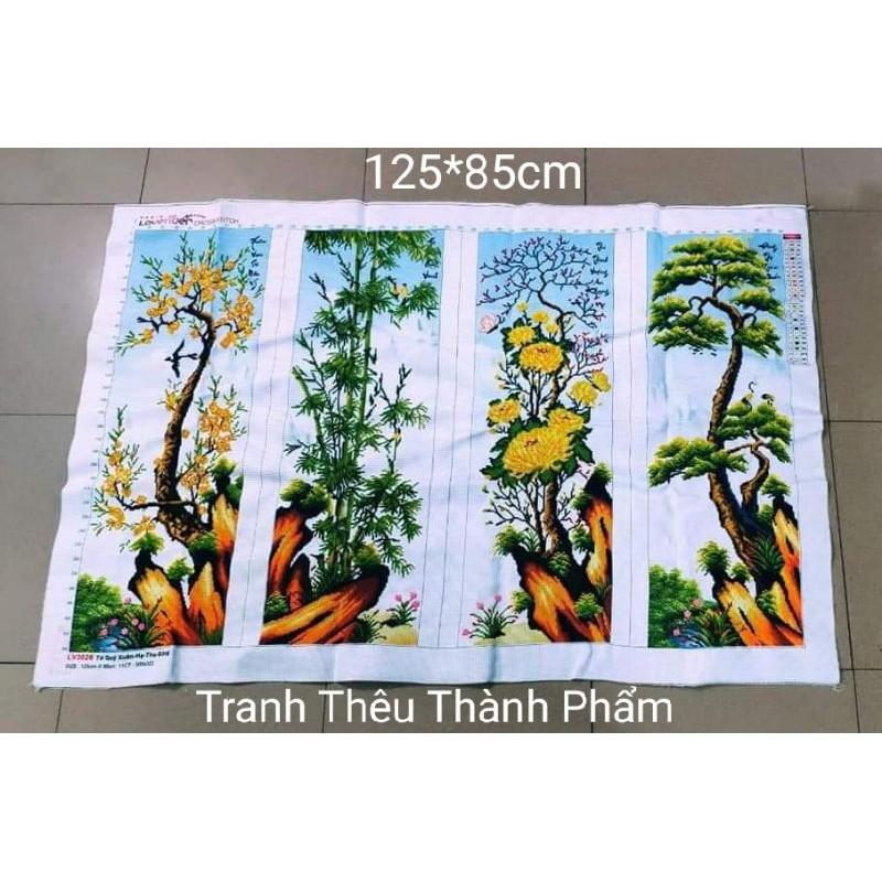Tranh thêu thành phẩm tứ quý xuân hạ thu đông