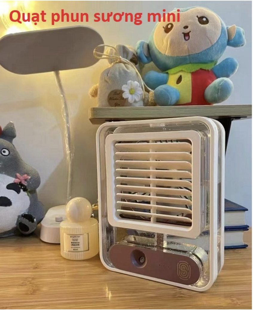 Quạt Điều Hòa Mini Cảm Ứng - Để Bàn Phun Sương Tạo Độ Ẩm Sử Dụng Cổng Sạc USB Tiện Dụng - Giao màu ngẫu nhiên