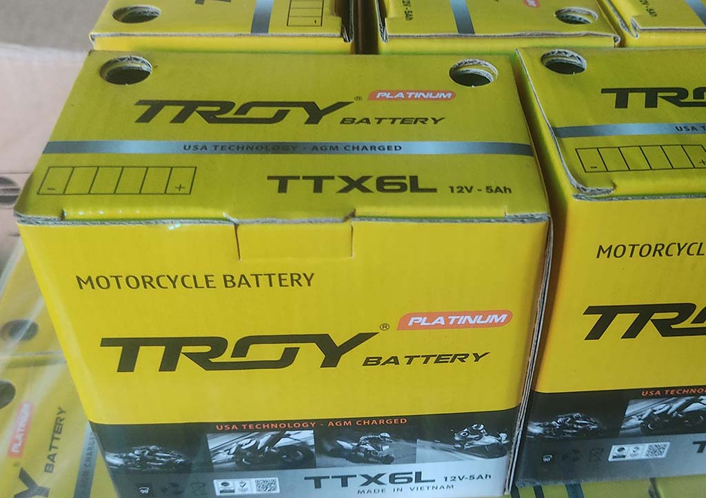 Ắc quy xe máy TROY BATTERY, TTX6L, 12V, 5Ah