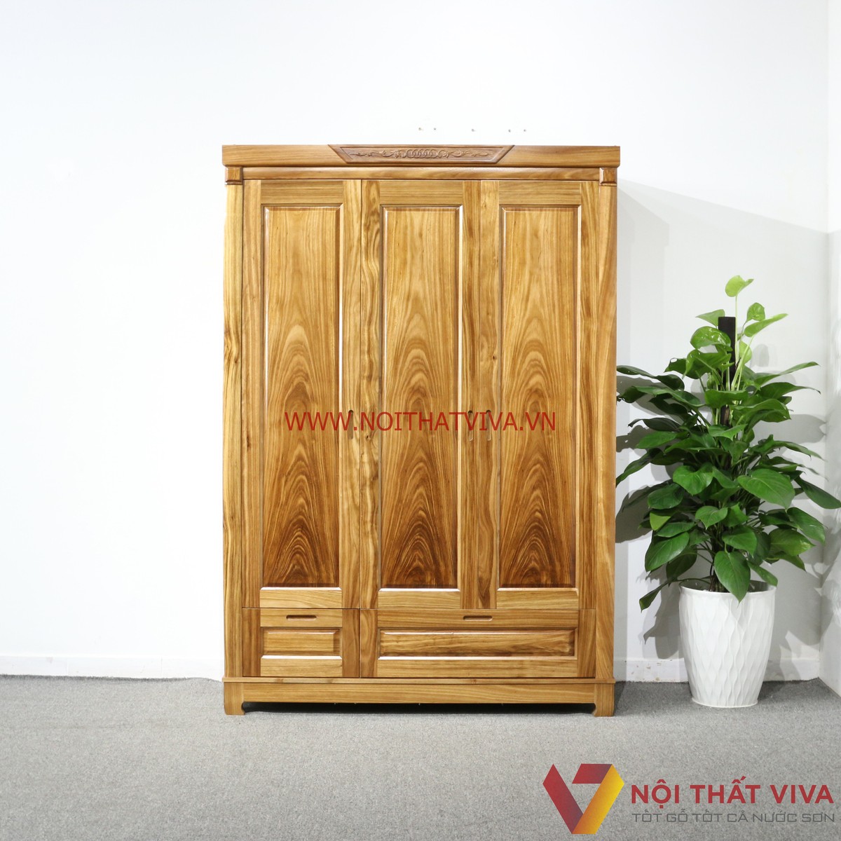 Tủ Áo 3 Cánh Gỗ Hương Xám Đẹp Giá Rẻ