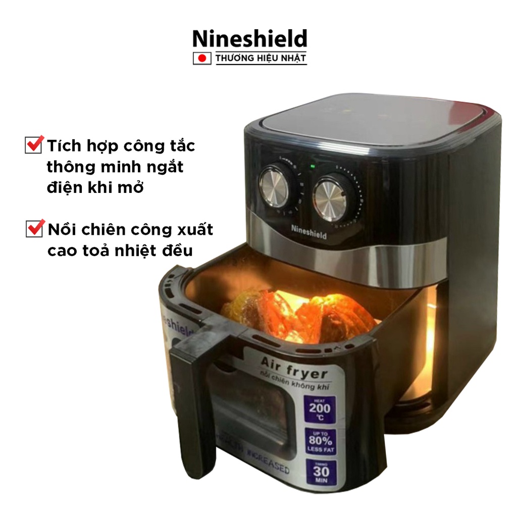 Nồi Chiên Không Dầu 10.5L Nineshield Loại Cơ KB-8002M - Hàng chính hãng