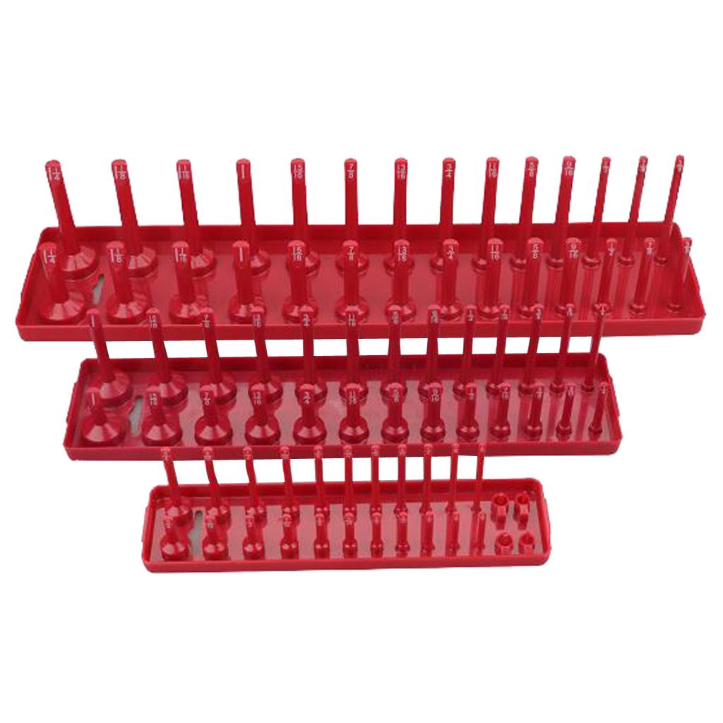 3Pcs Drive Socket Organizer Tray Premium Quality Tool Organizer Plastic Rail Rack Tray Storage Peg