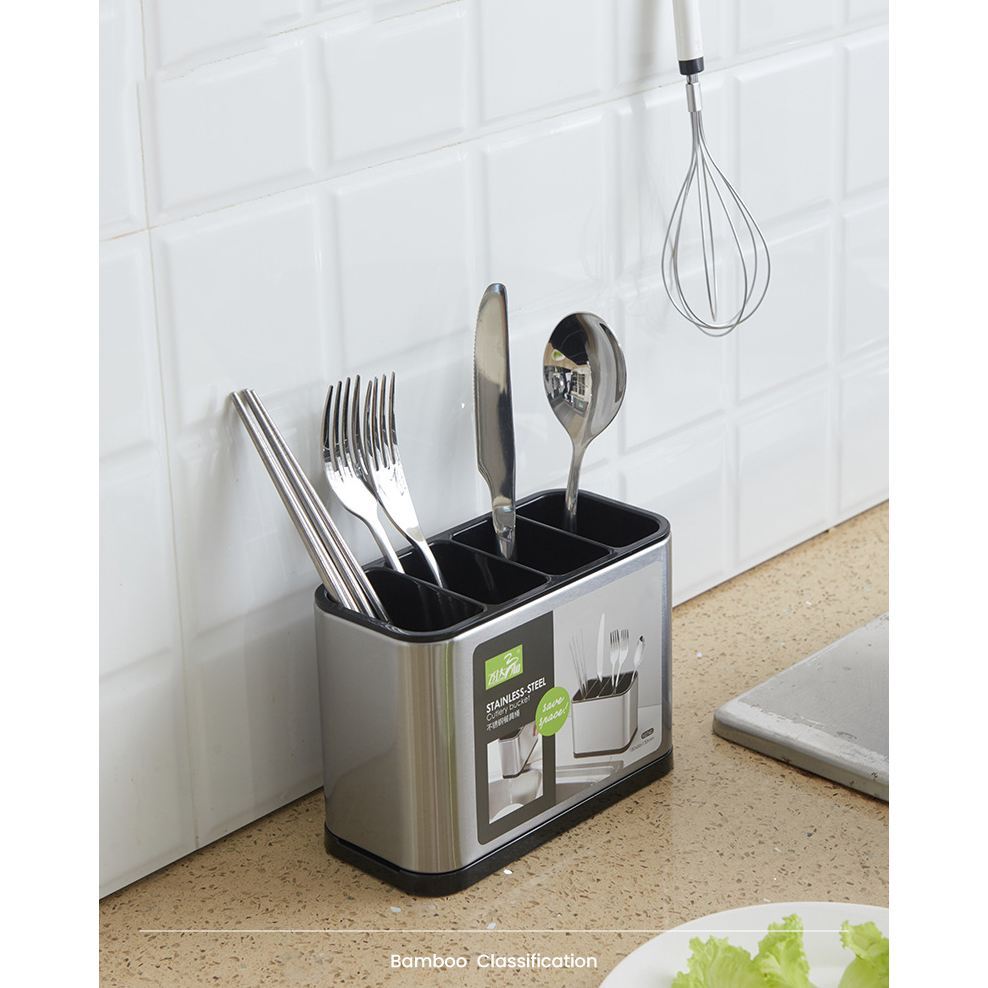 Cắm Dao Đũa Thìa Inox 304 Cao Cấp Có Khay Thoát Nước