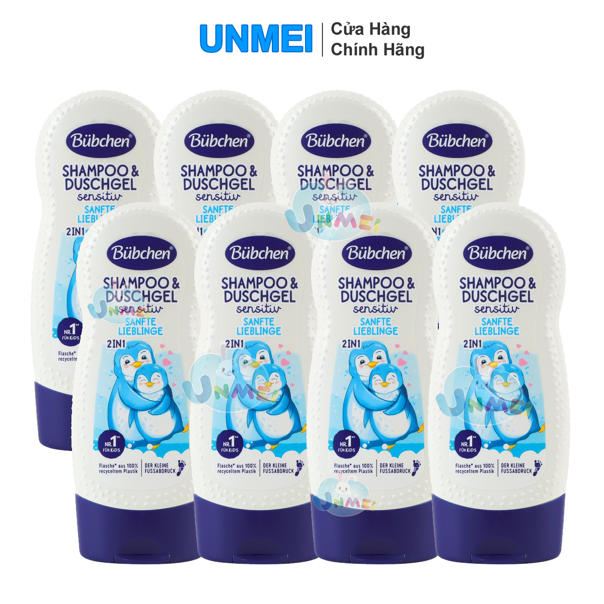 Combo 8 Chai Gel Tắm Gội Toàn Thân Bubchen Cánh Cụt 2in1 Sanfte Lieblinge Tiện Lợi An Toàn Cho Bé 230ml
