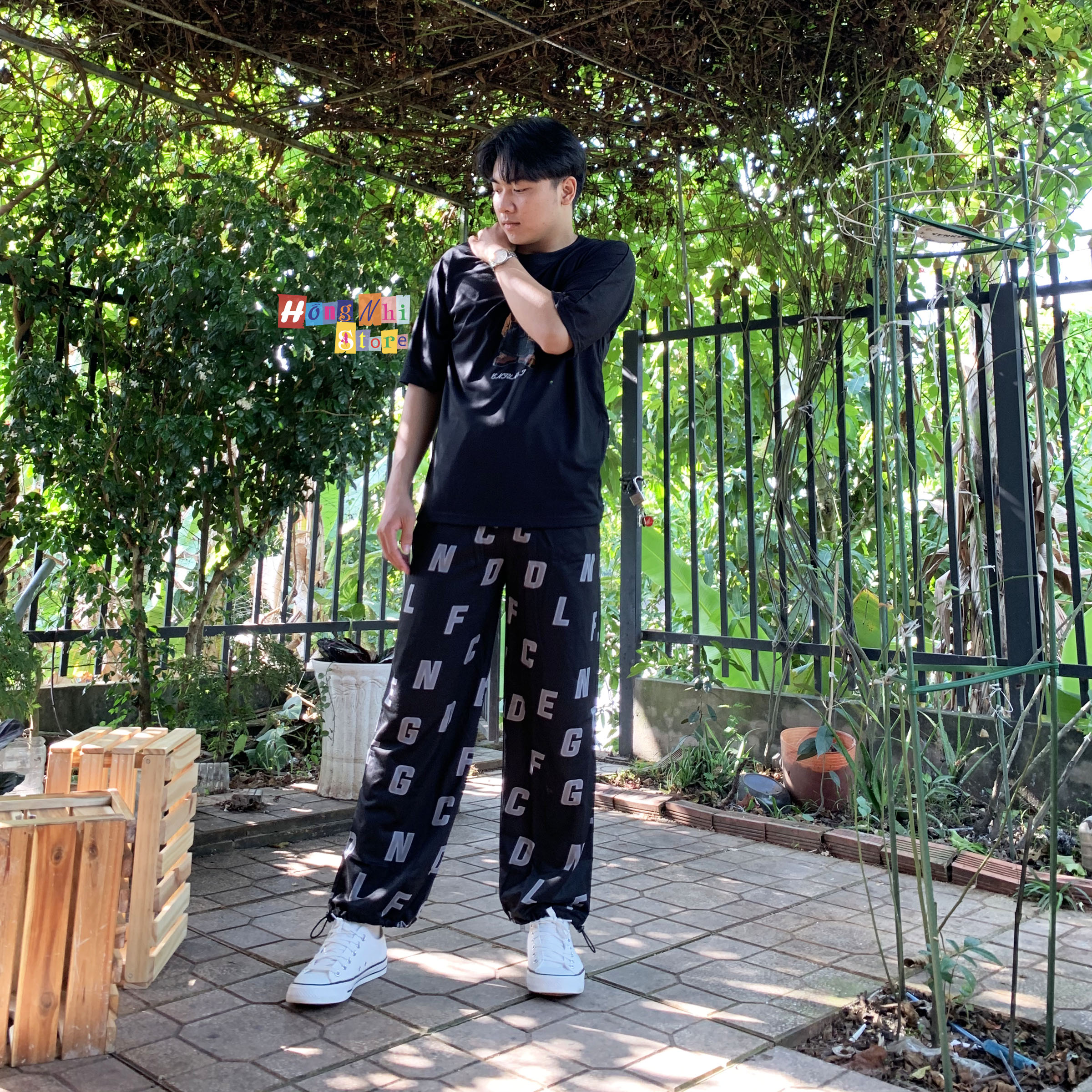 Quần Jogger 3D Ulzzang Unisex Jogger Chữ Cái Dây Rút Lai Ống Rộng V2 - MM